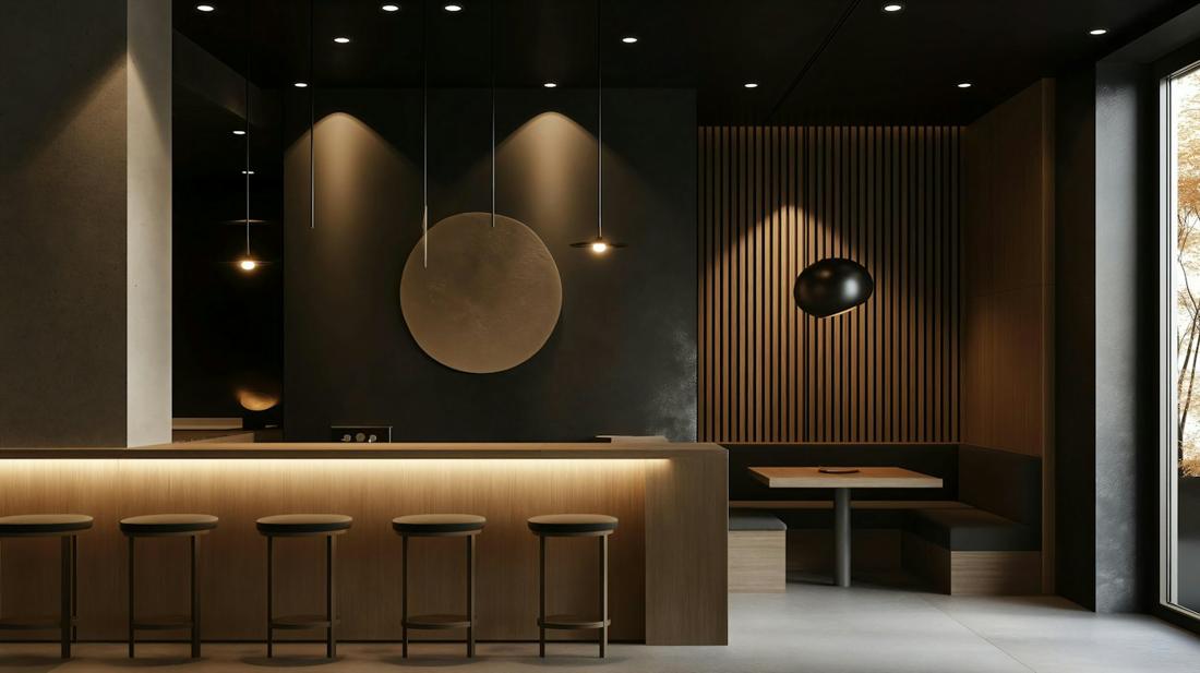 Bar ve masaların olduğu sakin salon
